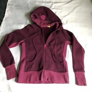 Lululemon Scuba Hoodie (Lined Hood) Plum / Hyper Stripe Afterglo Sz 8? (no tag)